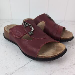 Think! Women’s Mizzi Face Red Leather Slide Sandals Size 37 (US 6.5–7) Comfort